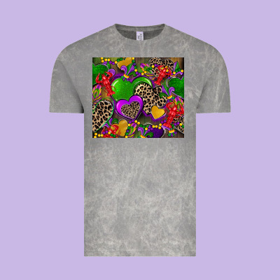 Mardi Gras Hearts Vintage Tee Designed By Cowgirlartshop