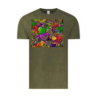 Vintage Olive mardi gras hearts Vintage Tee - CowGirlArtShop