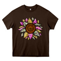 Chocolate Brown sunflower camouflage Heavy Core Tee - JahusDesignShop