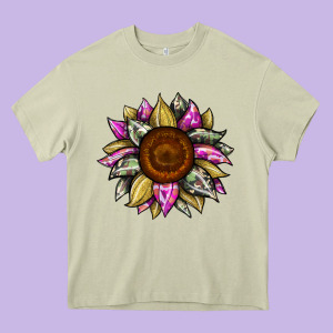 Sunflower Camouflage Heavy Core Tee Designed By Jahusdesignshop