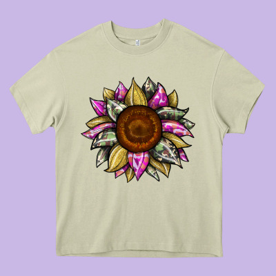 Sunflower Camouflage Heavy Core Tee Designed By Jahusdesignshop