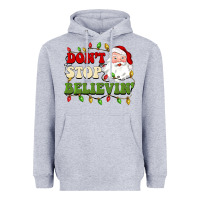 Heather Grey don't stop believin Heavyweight Hoodie - BarkalooDesign
