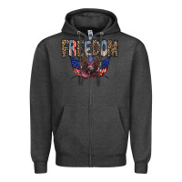 Charcoal Heather freedom Zipper Hoodie - RacoonDesign
