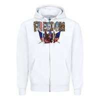 White freedom Zipper Hoodie - RacoonDesign