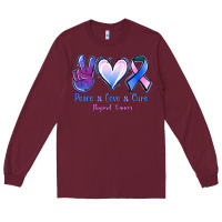 Burgundy Peace Love Cure Thyroid Cancer Long Sleeve Tee - Jasminsmagicworld
