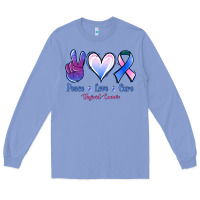 Colony Blue Peace Love Cure Thyroid Cancer Long Sleeve Tee - Jasminsmagicworld