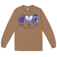 Toasted Coconut Peace Love Cure Thyroid Cancer Long Sleeve Tee - Jasminsmagicworld