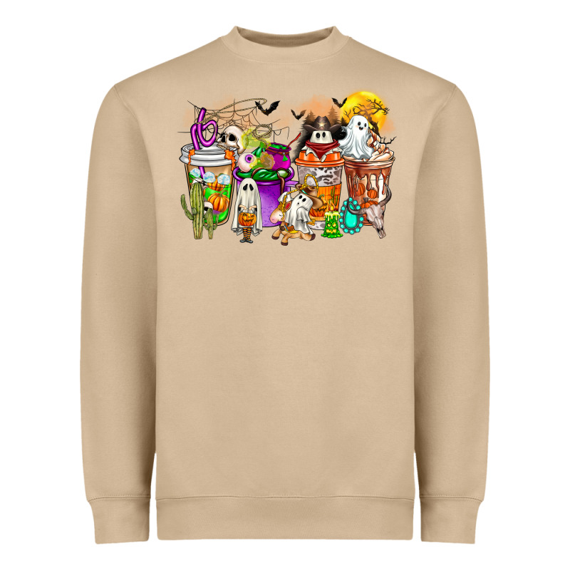 Halloween Western Boo Coffee Cups Heavyweight Sweatshirt by CowhideDigitalArt | Teevron