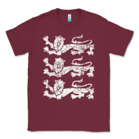 Burgundy Retro Three England Lions Vintage Souvenir Classic Tee - trangStudio