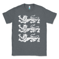 Charcoal Heather Retro Three England Lions Vintage Souvenir Classic Tee - trangStudio