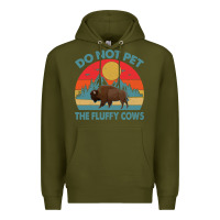 Army Green Do Not Pet The Fluffy Cows Vintage Premium Hoodie - trangStudio