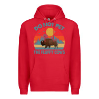 Red Do Not Pet The Fluffy Cows Vintage Premium Hoodie - trangStudio