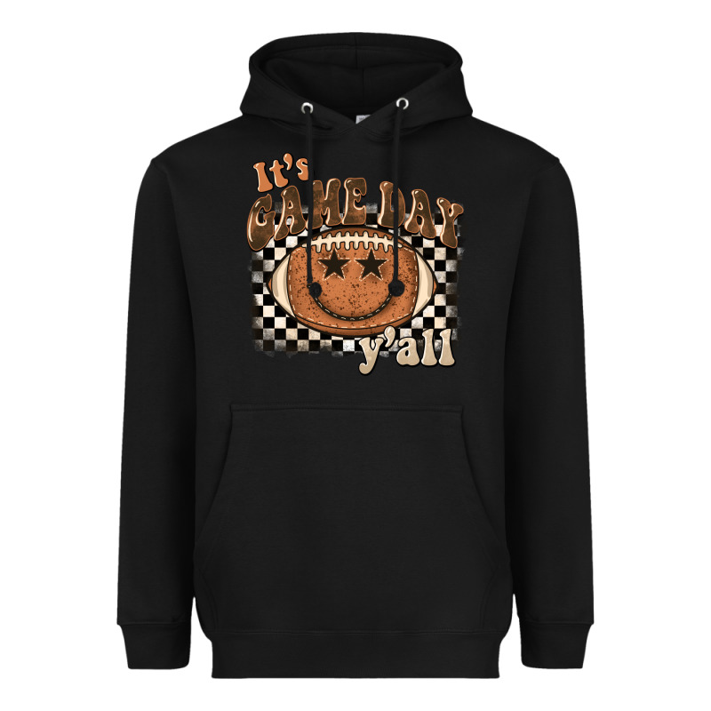 It's Game Day Y'all Football Smiley Face Heavyweight Hoodie by BarkalooDesign | Teevron