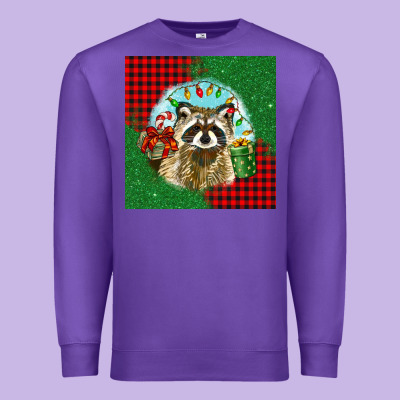 Christmas Raccoon Premium Sweatshirt Designed By Barkaloodesign