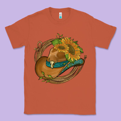 Western Hat With Sunflowers And Rope Classic Tee Designed By Artiststas