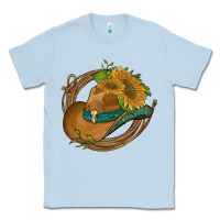 Dusty Blue western hat with sunflowers and rope Classic Tee - Artiststas