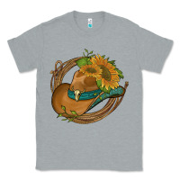 Heather Grey western hat with sunflowers and rope Classic Tee - Artiststas