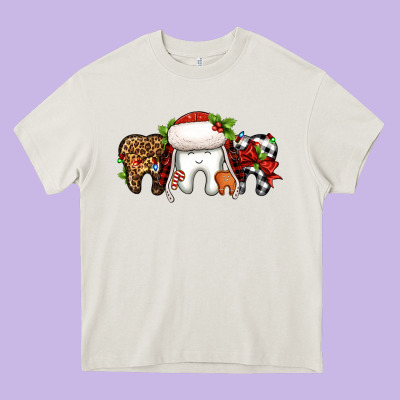 Christmas Teeth Dentist Heavy Core Tee Designed By Jasminsmagicworld