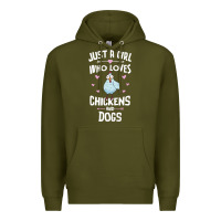 Just A Girl Who Loves Chickens And Dogs Gift Women Premium Hoodie | Teevron