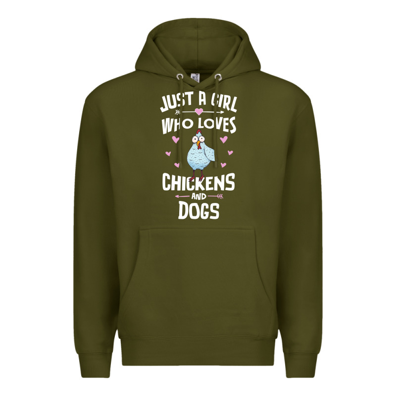 Just A Girl Who Loves Chickens And Dogs Gift Women Premium Hoodie by trangStudio | Teevron
