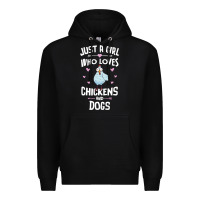 Black Just A Girl Who Loves Chickens And Dogs Gift Women Premium Hoodie - trangStudio