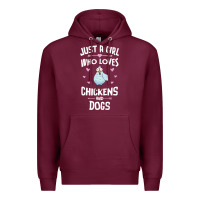 Burgundy Just A Girl Who Loves Chickens And Dogs Gift Women Premium Hoodie - trangStudio
