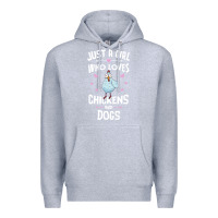Heather Grey Just A Girl Who Loves Chickens And Dogs Gift Women Premium Hoodie - trangStudio