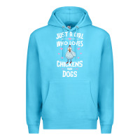 Ocean Blue Just A Girl Who Loves Chickens And Dogs Gift Women Premium Hoodie - trangStudio