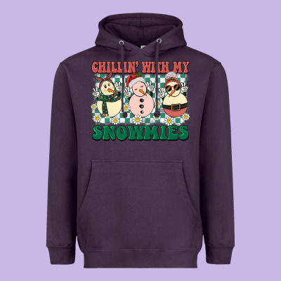 Chillin With My Snowmies Heavyweight Hoodie Designed By Barkaloodesign