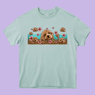 Floral Cockapoo Heavy Core Tee Designed By Jasminsmagicworld
