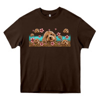 Chocolate Brown floral cockapoo Heavy Core Tee - Jasminsmagicworld