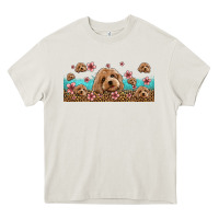 Cream floral cockapoo Heavy Core Tee - Jasminsmagicworld