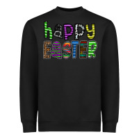 Black Happy Easter Heavyweight Sweatshirt - CowhideDigitalArt