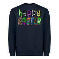 Navy Happy Easter Heavyweight Sweatshirt - CowhideDigitalArt