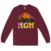 Burgundy basketball mom Long Sleeve Tee - OliviaCreatesArt