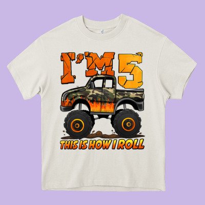I'm Five This Is How I Roll Monster Truck Birthday Heavy Core Tee Designed By Jasminsmagicworld