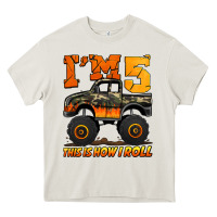 Cream i'm five this is how i roll monster truck birthday Heavy Core Tee - Jasminsmagicworld