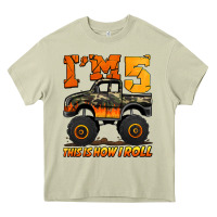 Mossy i'm five this is how i roll monster truck birthday Heavy Core Tee - Jasminsmagicworld