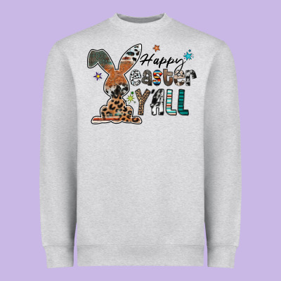 Happy Easter Y'all Heavyweight Sweatshirt Designed By Cowhidedigitalart