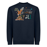 Navy Happy Easter Y'all Heavyweight Sweatshirt - CowhideDigitalArt