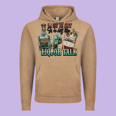 Last Night We Let The Liquor Talk Cowboy Vintage Hoodie Designed By Howdyjamesfarm