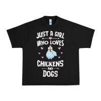 Black Just A Girl Who Loves Chickens And Dogs Gift Women Urban Heavy Tee - trangStudio