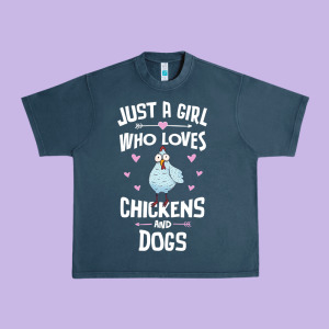 Just A Girl Who Loves Chickens And Dogs Gift Women Urban Heavy Tee Designed By Trangstudio
