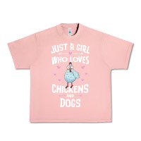 Salmon Just A Girl Who Loves Chickens And Dogs Gift Women Urban Heavy Tee - trangStudio