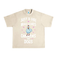 Sandshell Just A Girl Who Loves Chickens And Dogs Gift Women Urban Heavy Tee - trangStudio