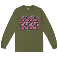 Army Green pink glitter leopard with heart background Long Sleeve Tee - OliviaCreatesArt