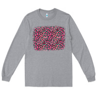 Heather Grey pink glitter leopard with heart background Long Sleeve Tee - OliviaCreatesArt