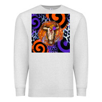 Oatmeal Heather halloween bull skull Premium Sweatshirt - BarkalooDesign