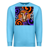 Ocean Blue halloween bull skull Premium Sweatshirt - BarkalooDesign
