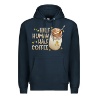 Navy Half Human Half Coffee Premium Hoodie - CowhideDigitalArt